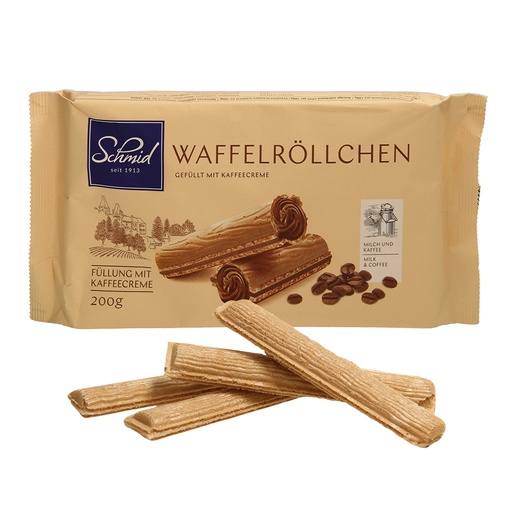 Wafelrolletjes met koffiecrème