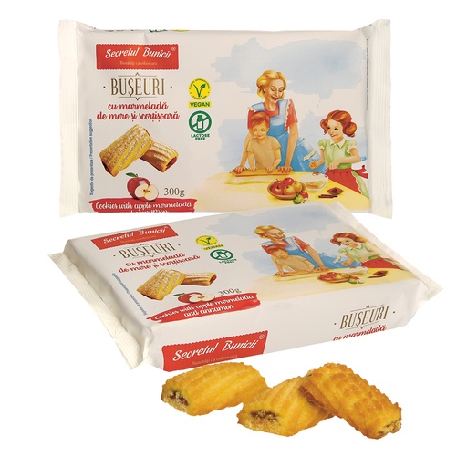 Zachte koekjes met 20% appelsoufflé met appelaroma en 1% kan