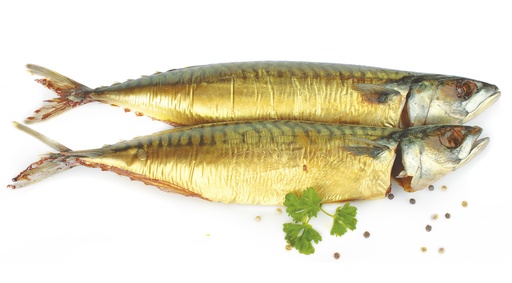 Makreel met kop, gestript, warmgerookt / los