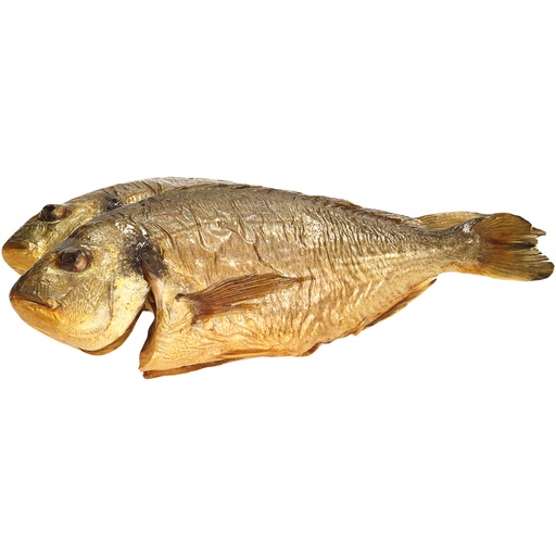 Goudbrasem, schoongemaakt met hoofd, warm gerookt / los