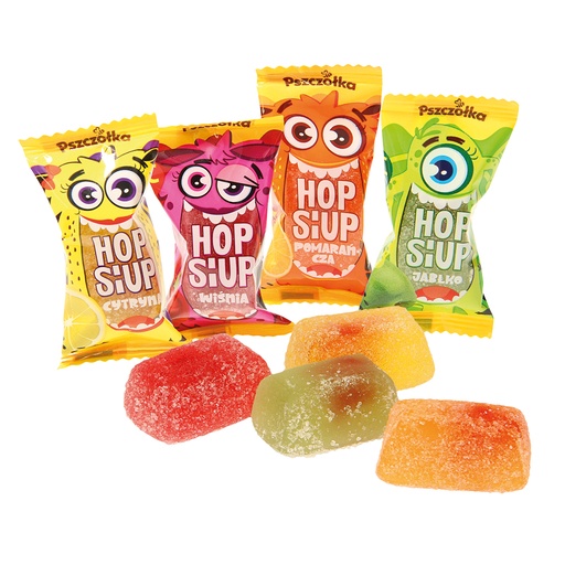 Gevulde gelatine konfekt "Hop siup" met fruitsmaak