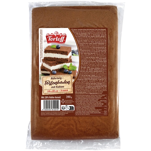 "TORTOFF" Beslag - Taartbodem met cacao, 18 x 28 cm, 3 stuks